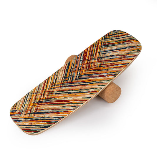 11-Ply Wood Balance Board with Cork Roller for Adults-Colorful