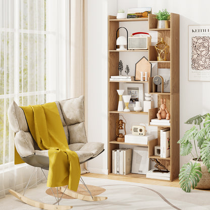 11-Shelf Wooden Bookshelf with 2 Anti-Tipping Kits-Natural