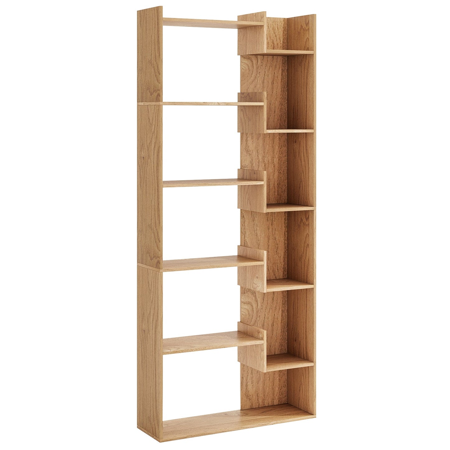 11-Shelf Wooden Bookshelf with 2 Anti-Tipping Kits-Natural