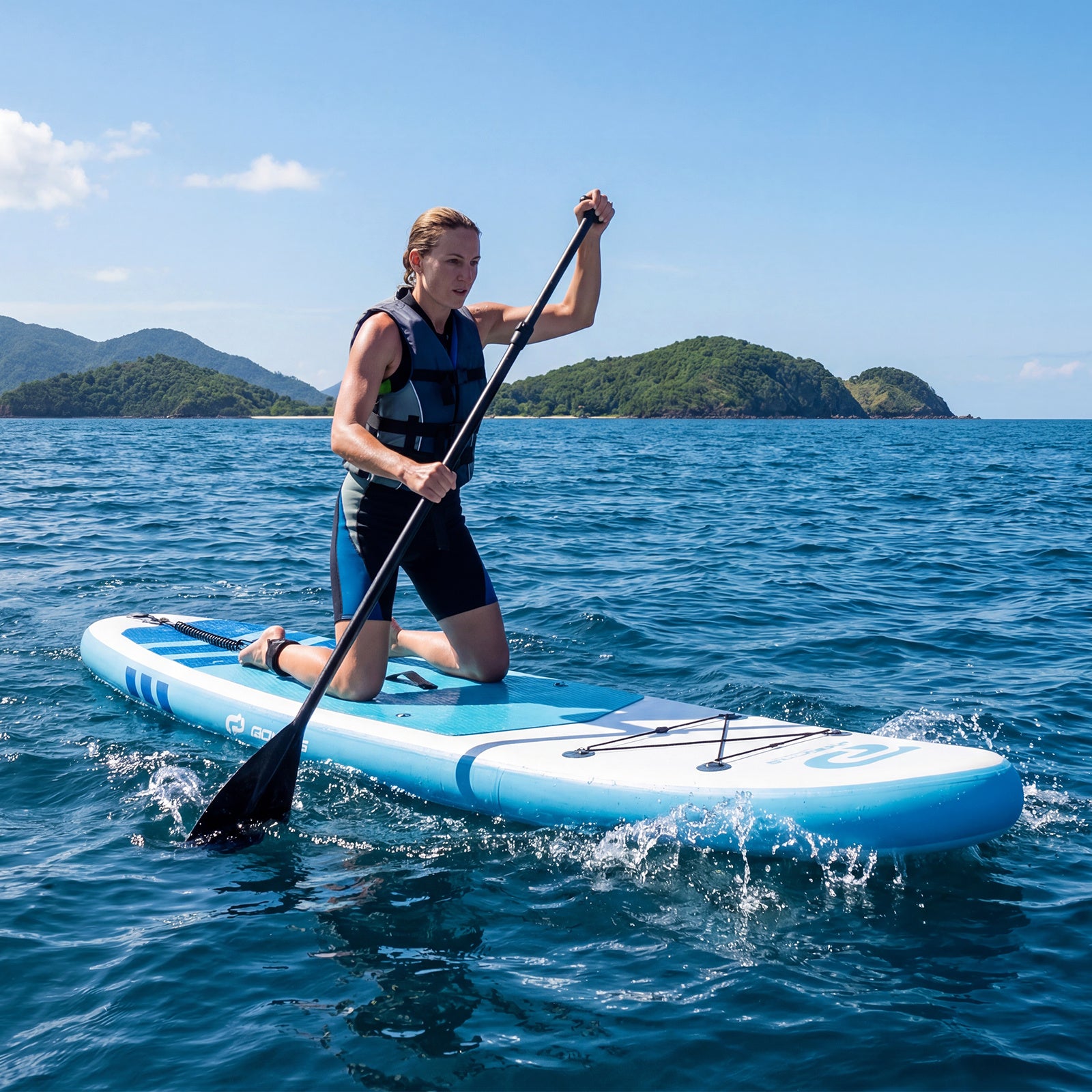 11' Wide Inflatable Stand Up Paddle Board-Blue