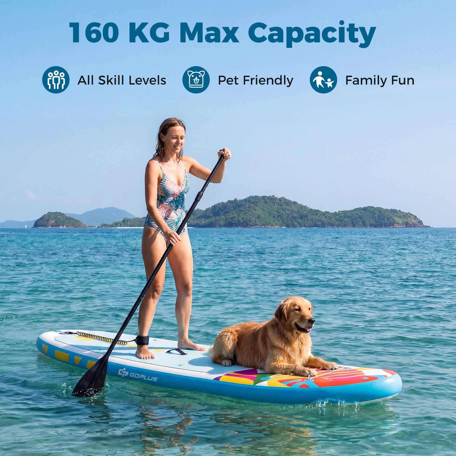 11' Wide Inflatable Stand Up Paddle Board-Multicolor
