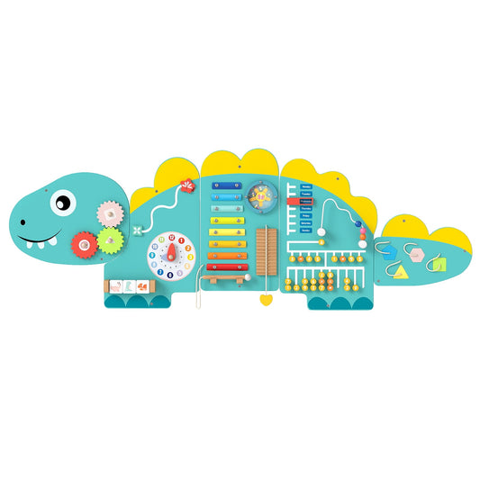 11-in-1 Dinosaur Activity Wall Busy Board Panels for Toddlers-Green