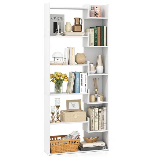 11-Shelf Wooden Bookshelf with 2 Anti-Tipping Kits in White