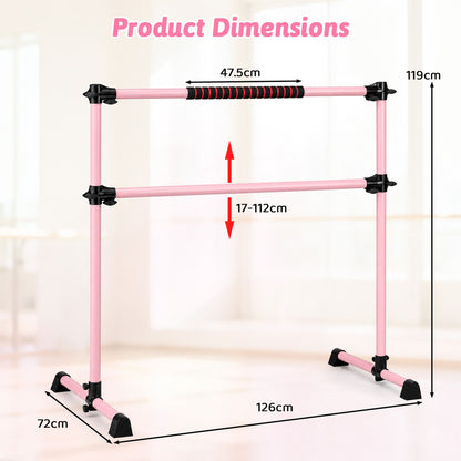 110 KG Max Load Adjustable Ballet Barre and Folding Gymnastics Mat Pink