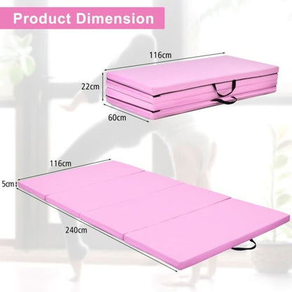 110 KG Max Load Adjustable Ballet Barre and Folding Gymnastics Mat Pink