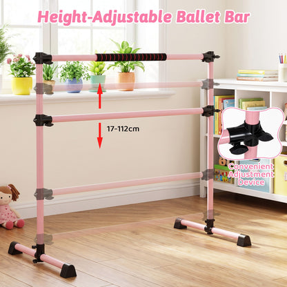 110 KG Max Load Adjustable Ballet Barre for Balance Workout for Strength Training-Pink