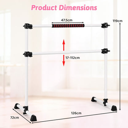 110 KG Max Load Adjustable Ballet Barre for Balance Workout for Strength Training-White
