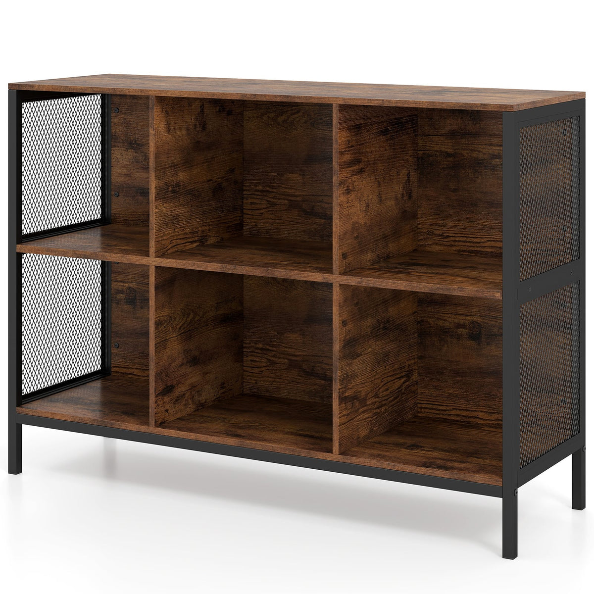 110 CM 6 Cube Bookcase in Rustic Brown