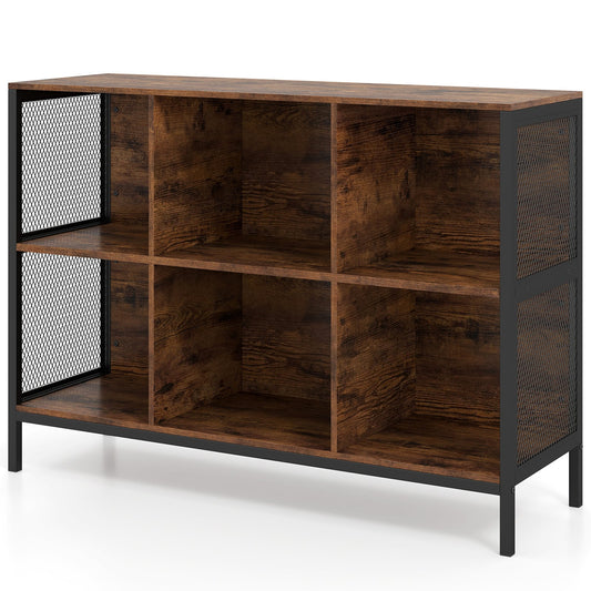 110 CM 6 Cube Bookcase in Rustic Brown