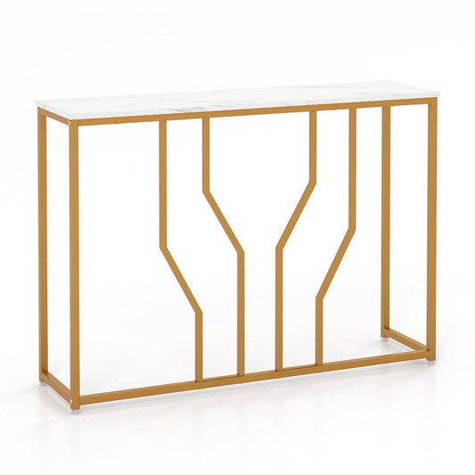 110 cm Gold Console Table in White and Golden