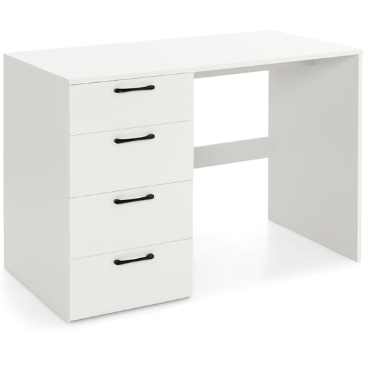 Wooden Computer Desk with 4 Drawers in White