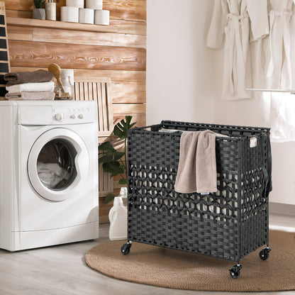 110L Collapsible Laundry Hamper Lid and Removable Liner Bag-Black