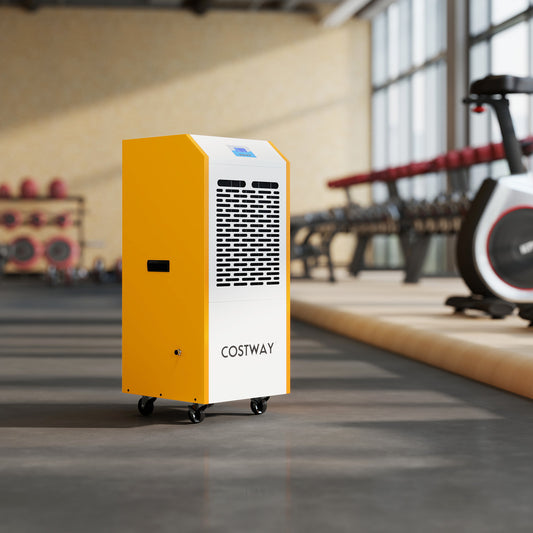 110L/Day Portable Commercial Dehumidifier with Pump Drain Hose-Yellow