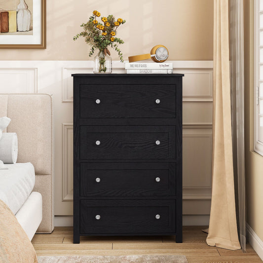 110cm Tall Storage Cabinet Chest of Drawers Clothes Organizer with 4 Drawers-Black