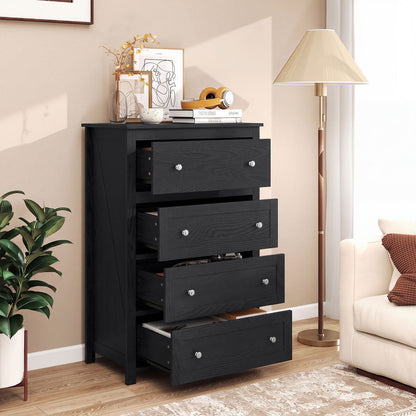 110cm Tall Storage Cabinet Chest of Drawers Clothes Organizer with 4 Drawers-Black