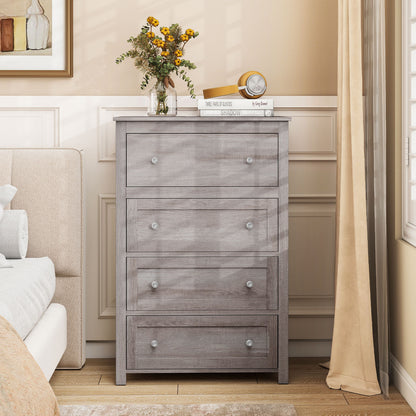 110cm Tall Storage Cabinet Chest of Drawers Clothes Organizer with 4 Drawers-Grey