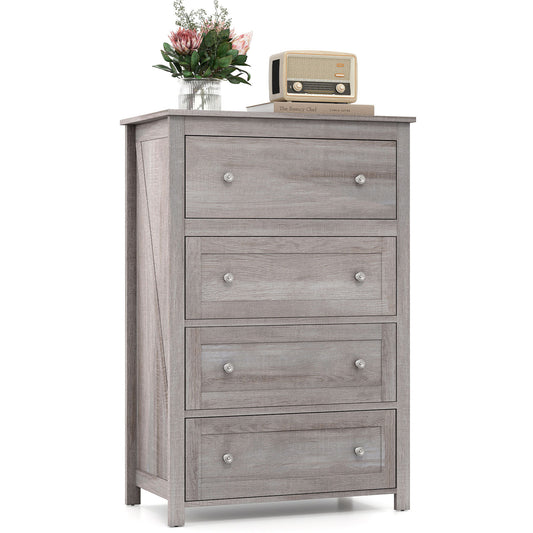 110cm Tall Storage Cabinet Chest of Drawers Clothes Organizer with 4 Drawers-Grey