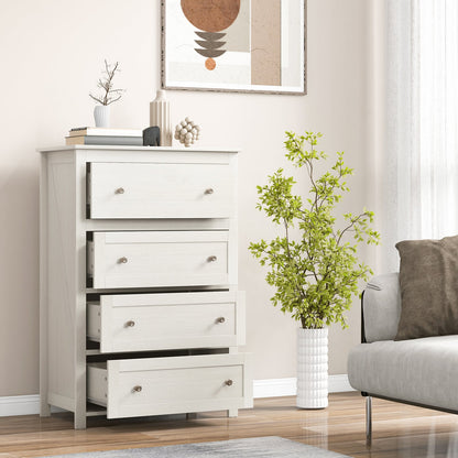 110cm Tall Storage Cabinet Chest of Drawers Clothes Organizer with 4 Drawers-White