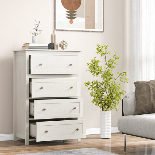 110cm Tall Storage Cabinet Chest of Drawers Clothes Organizer with 4 Drawers-White