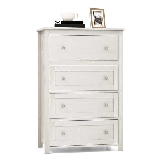 110cm Tall Storage Cabinet Chest of Drawers Clothes Organizer with 4 Drawers-White