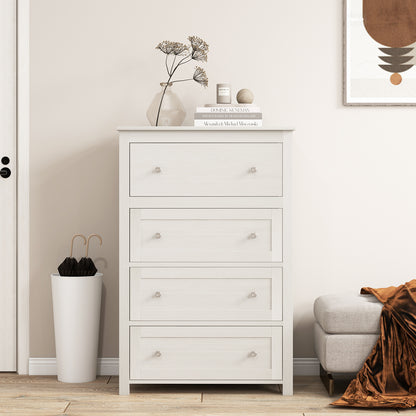 110cm Tall Storage Cabinet Chest of Drawers Clothes Organizer with 4 Drawers-White