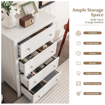 110cm Tall Storage Cabinet Chest of Drawers Clothes Organizer with 4 Drawers-White