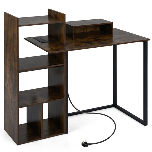 110CM Computer Desk in Rustic Brown