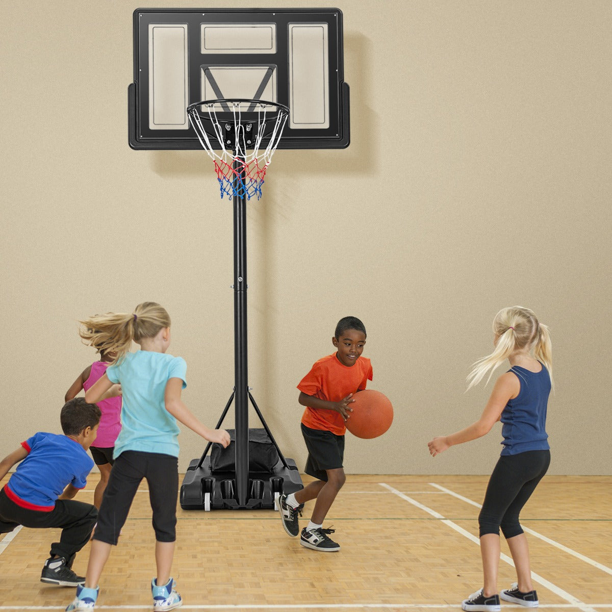 Portable Basketball Hoop with 11-Level Height Adjustable Basketball Hoop and Goal