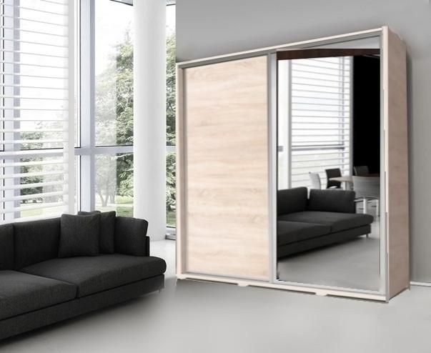 Prudence-I 2-Door Mirrored Sliding Wardrobe - Wenge, White, Oak or Plum Wallis