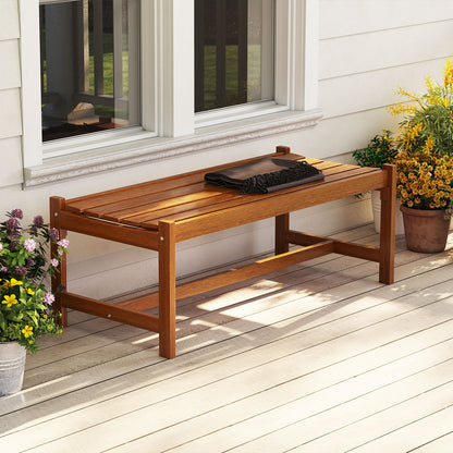 112cm Patio Wood Bench Set of 2 Outdoor Solid Hardwood Dining Bench