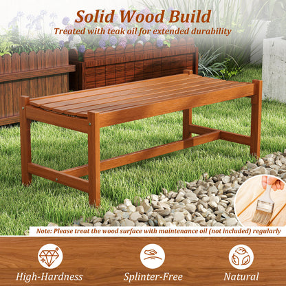 112cm Patio Wood Bench Set of 2 Outdoor Solid Hardwood Dining Bench