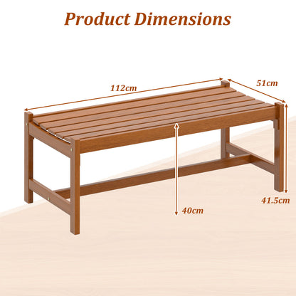 112cm Patio Wood Bench Set of 2 Outdoor Solid Hardwood Dining Bench