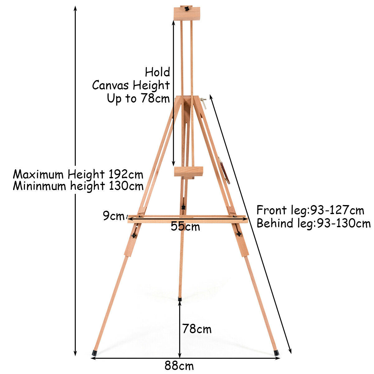 Wooden Easel Adjustable Height Display Beech Artist Painting