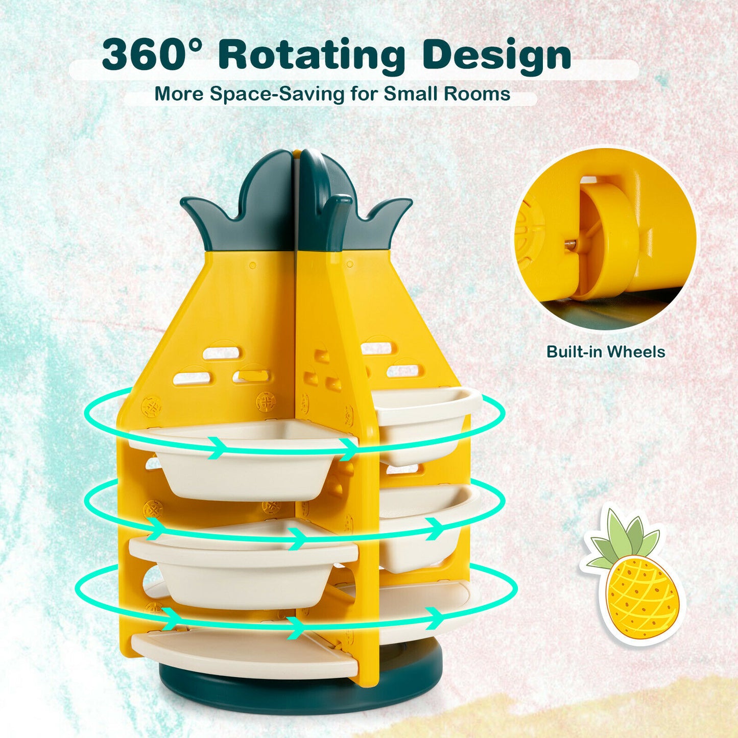 Kid's Pineapple Design 360° Rotation Toy Storage Organiser