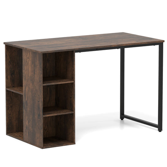 115 CM Computer Desk with 5 Storage Compartments-Brown