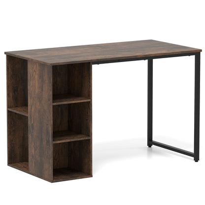 115 CM Computer Desk with 5 Storage Compartments-Brown