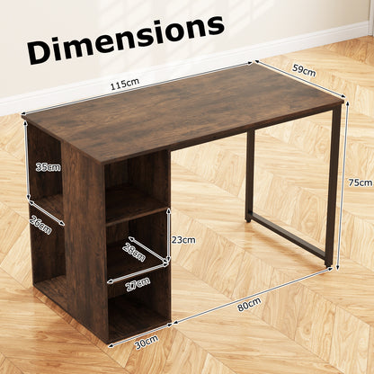 115 CM Computer Desk with 5 Storage Compartments-Brown