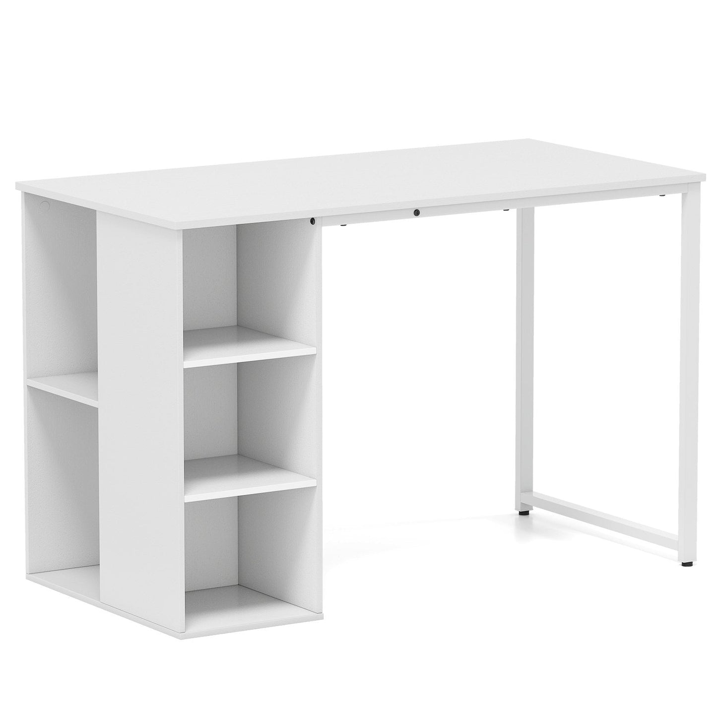 115 CM Computer Desk with 5 Storage Compartments-White