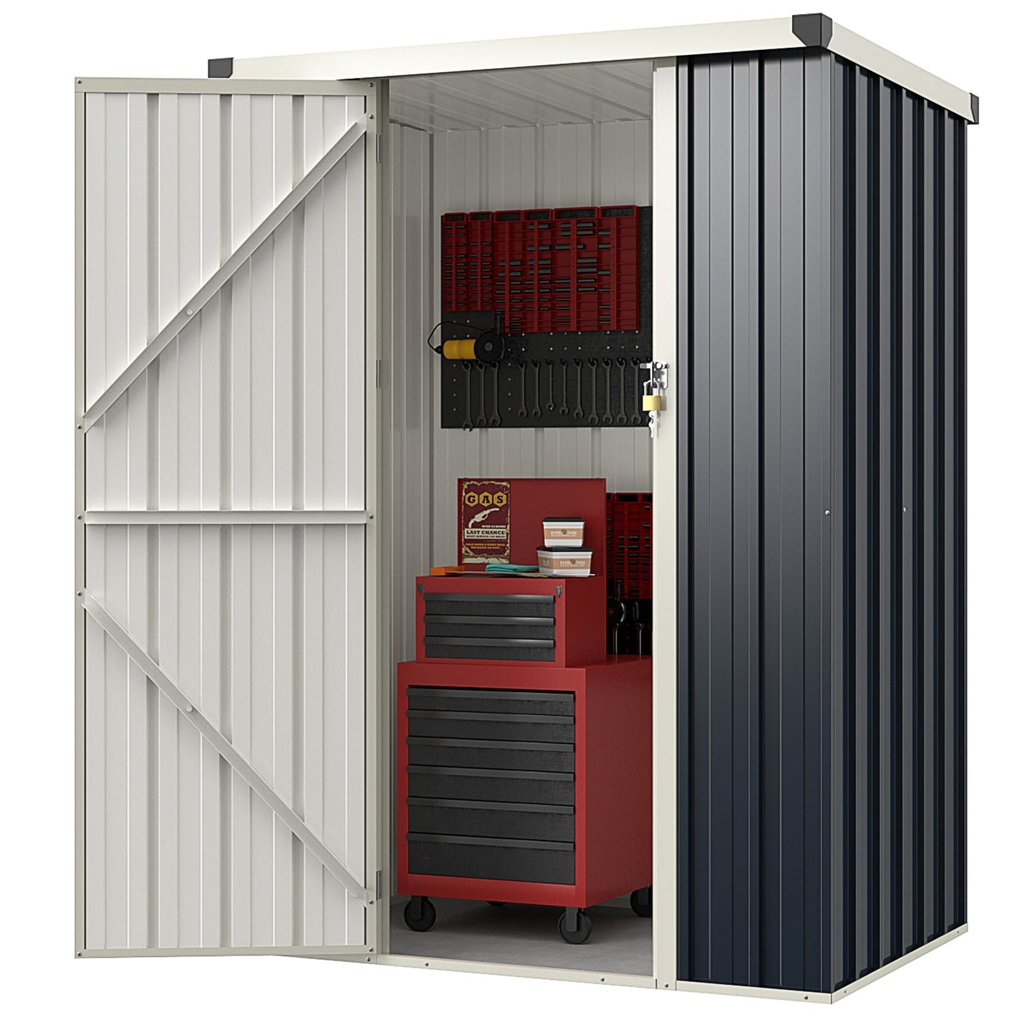 117 x 89 cm Metal Outdoor Storage Shed for Bike Garbage-Grey