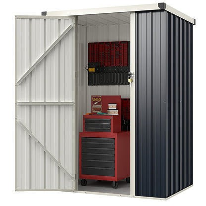 117 x 89 cm Metal Outdoor Storage Shed for Bike Garbage-Grey