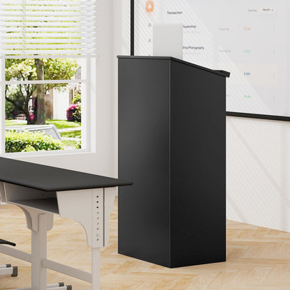 Podium Stand Hostess Stand for Speakers with Storage Shelf-Black