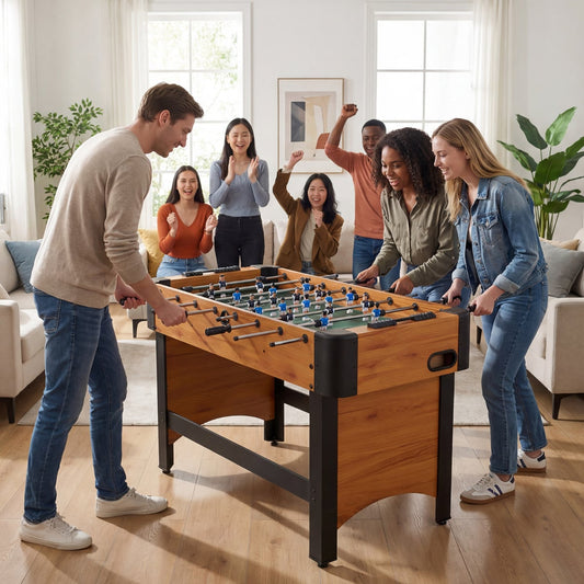 119 CM Competition Full Size Soccer Game Table with 22 Players-Natural
