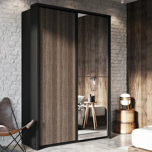 Somerton 2 Door Sliding Wardrobe - Black and Wenge