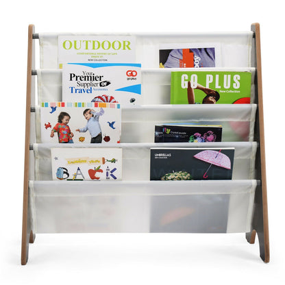4 Tier Children Bookshelf Magazine Rack Organiser-Coffee