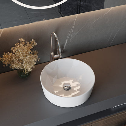 40.5cm Dia. Modern Style Round White Bathroom Sink