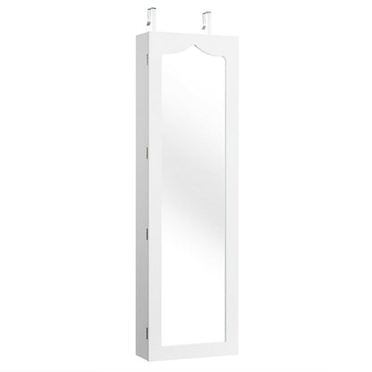 Wall Mounted Jewellery Armoire with Mirror and LED Light-White