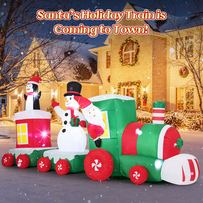 11.5 Feet Christmas Inflatables Train with Snowman Penguin Gift Box