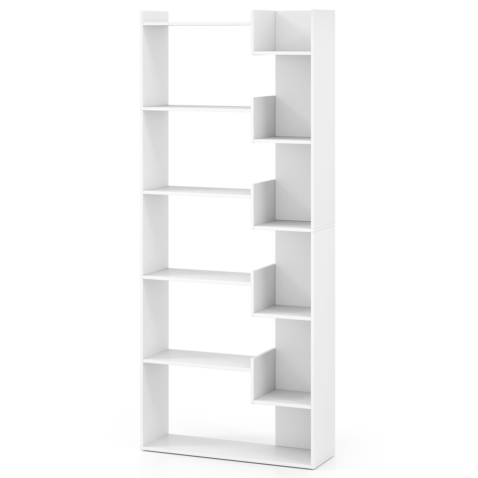 11-Shelf Wooden Bookshelf with 2 Anti-Tipping Kits-White