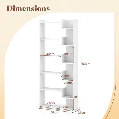 11-Shelf Wooden Bookshelf with 2 Anti-Tipping Kits-White