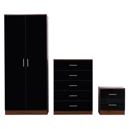 Reflect Wardrobe Set Gloss Black & Walnut